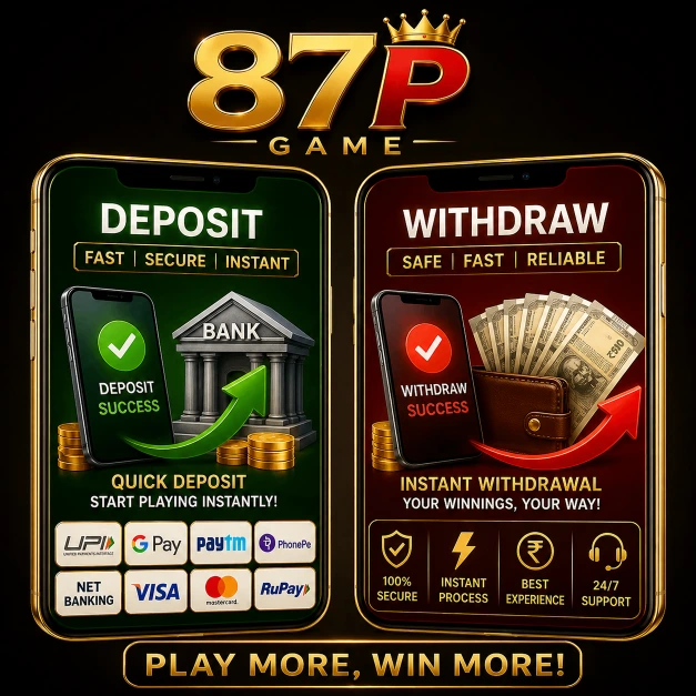 87P Game deposit and withdraw mobile interface clean design with fast secure payment options