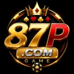 87P Game logo high quality gold and red casino style icon with crown and premium design