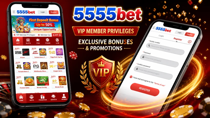 5555bet Game register login screen mobile app with account signup form and user registration interface